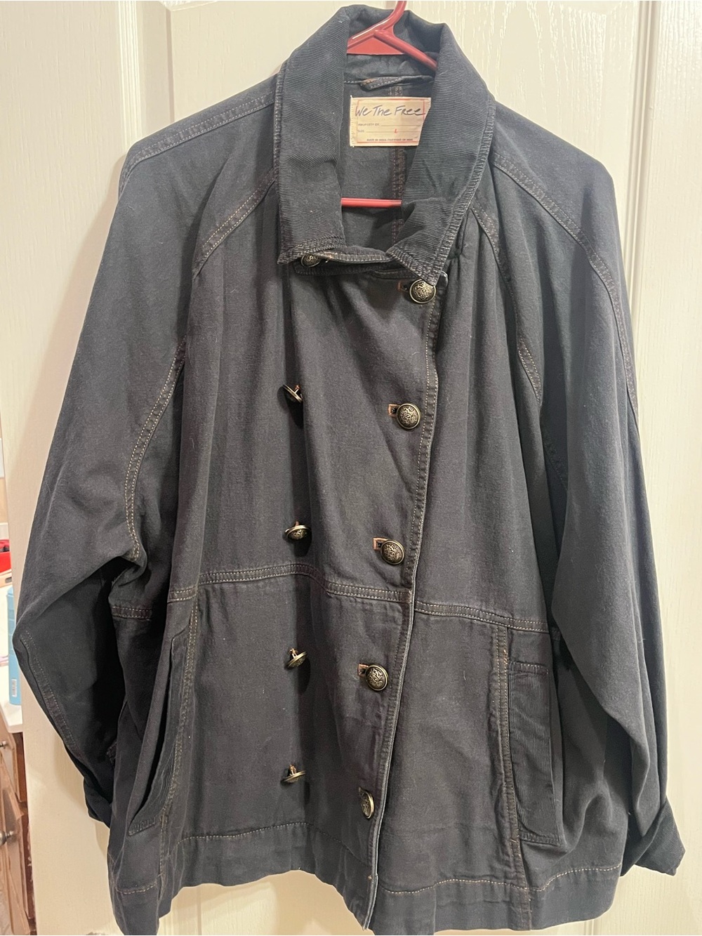 Free People We The Free Double-Breasted Jean Jacket